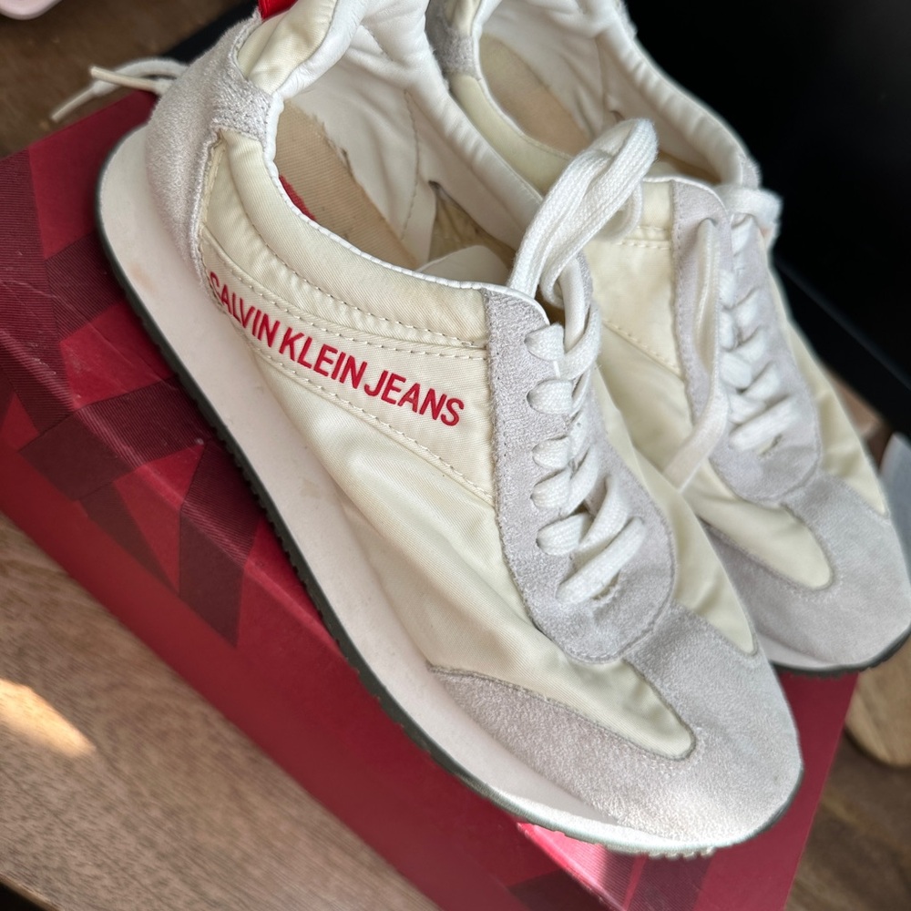 Calvin Klein White Fabric Sneakers